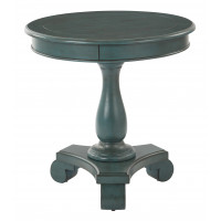 OSP Home Furnishings BP-AVLAT-YM21 Avalon Hand Painted Round Accent table in Caribbean Finish